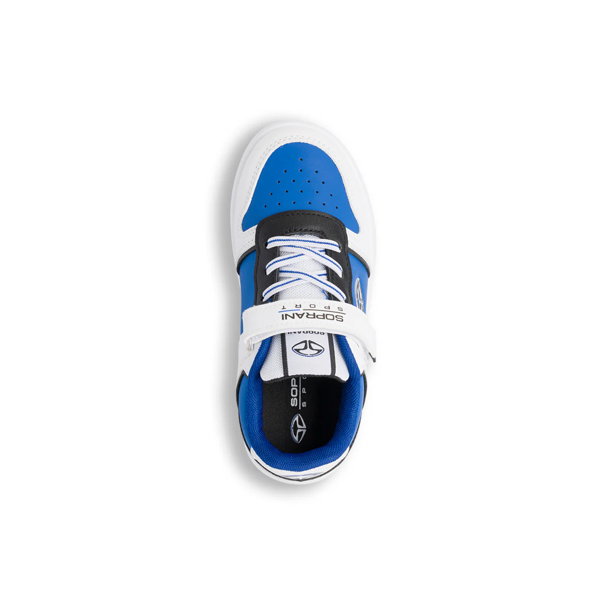 Sneakers da ragazzo bianche con dettagli blu e logo Soprani Sport - Image 5