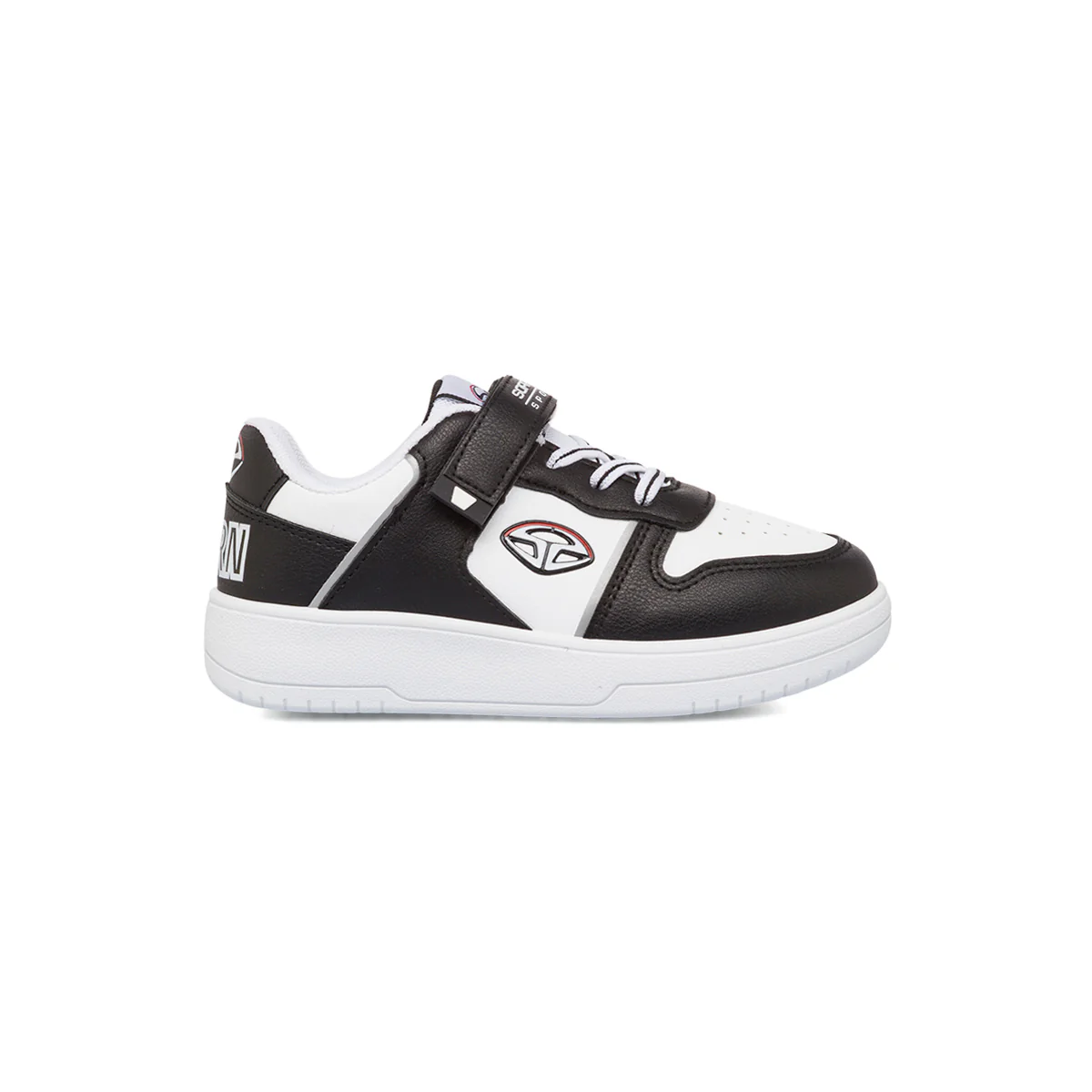 Sneakers da ragazzo bianche con dettagli neri e logo Soprani Sport