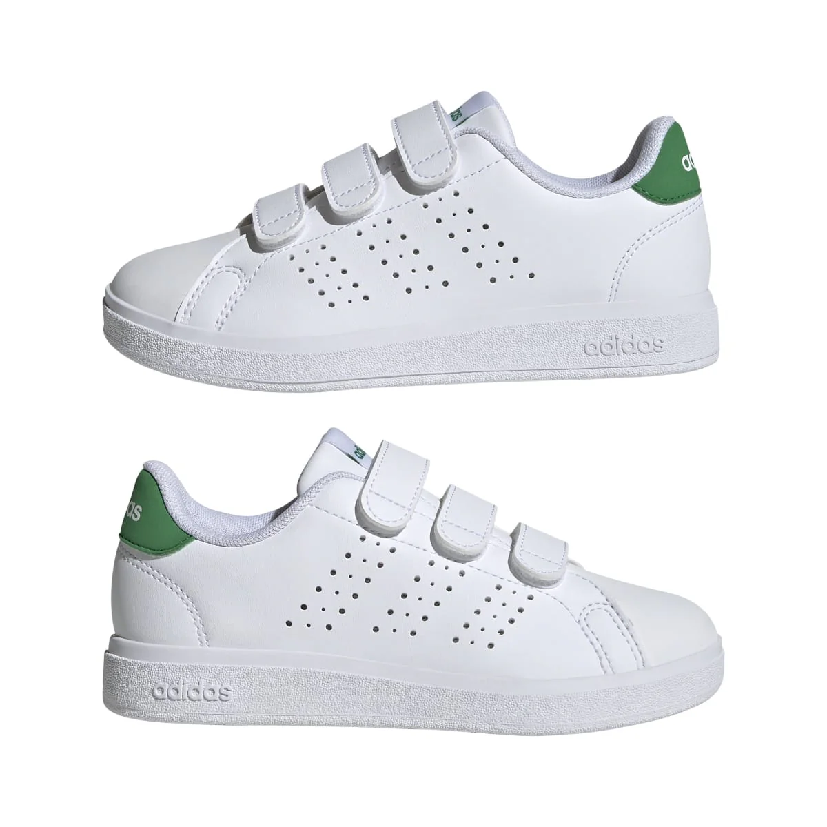 Sneakers da ragazzo bianche con dettagli verdi Advantage Base 2.0 adidas - Image 2