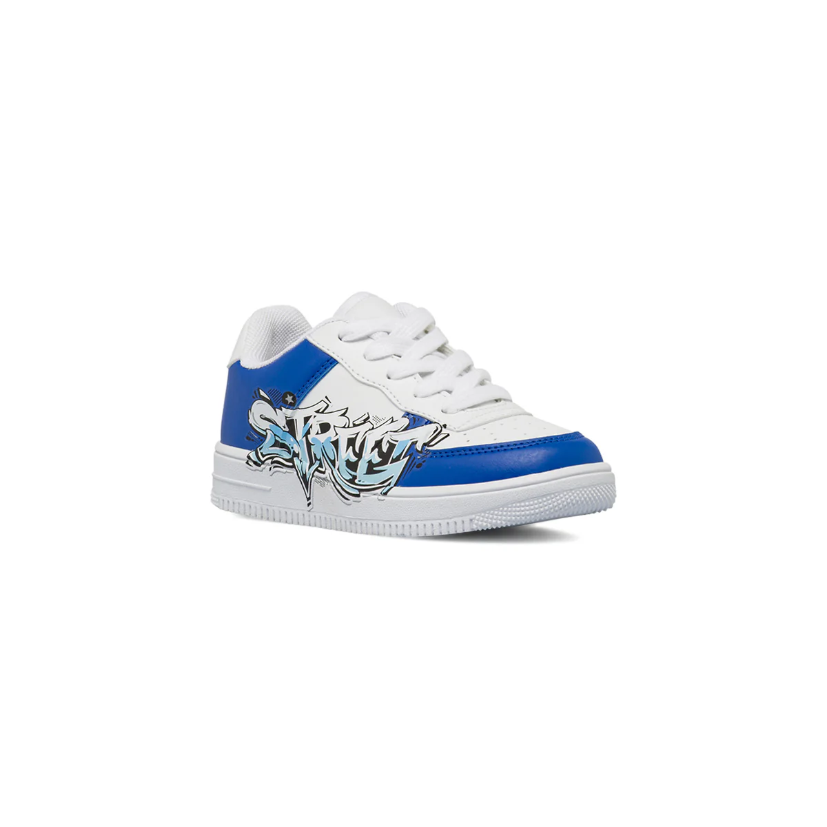 Sneakers da ragazzo bianche con graffiti blu e stampa street Space Boy - Image 2