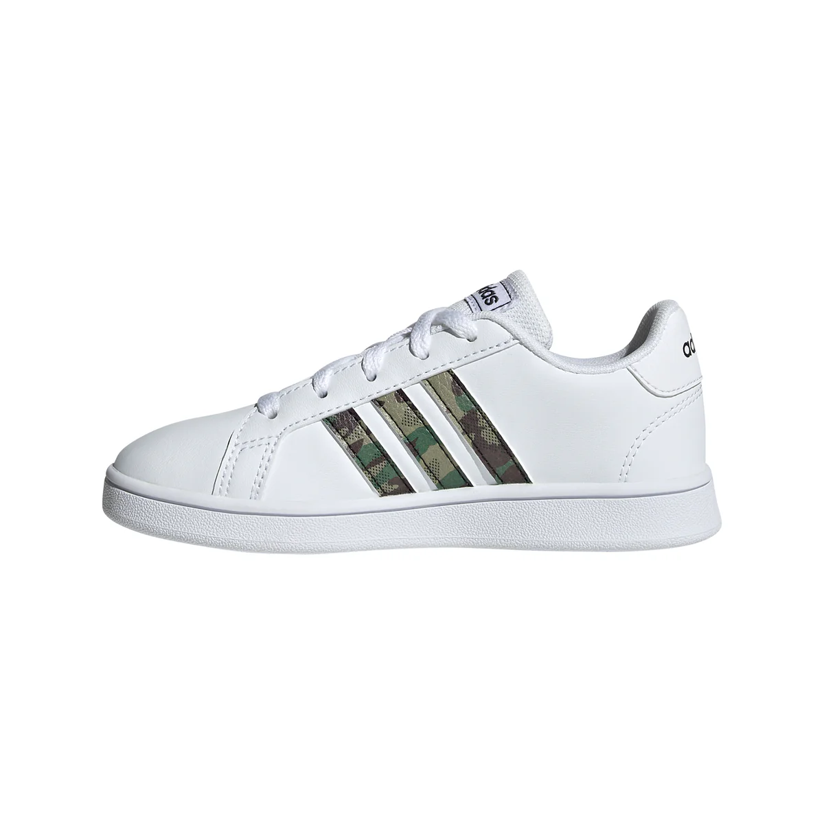 Sneakers da ragazzo bianche con strisce camouflage adidas Grand Court - Image 5