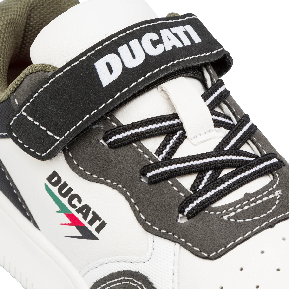 Sneakers da ragazzo bianche e grigie  con logo Ducati - Image 3