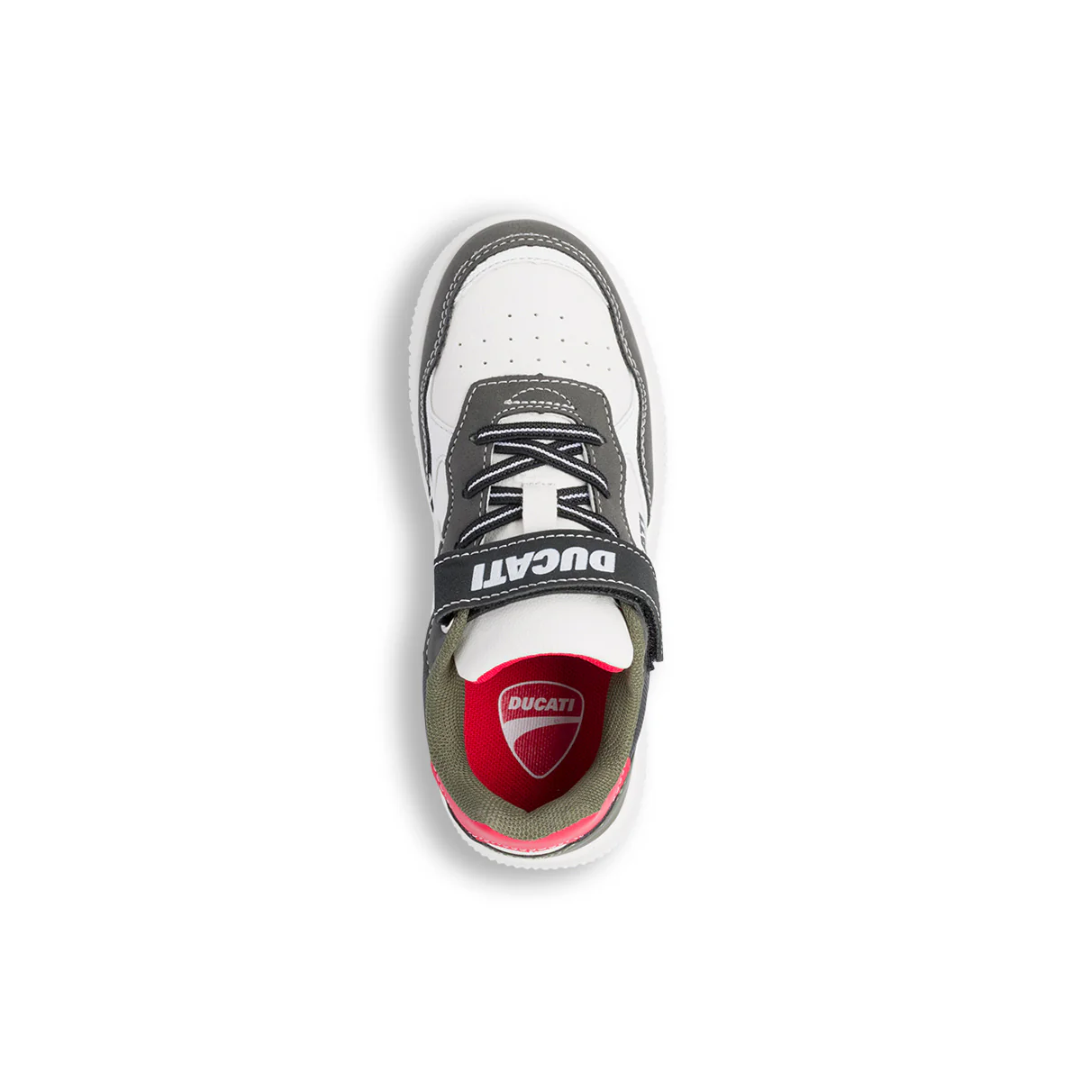 Sneakers da ragazzo bianche e grigie  con logo Ducati - Image 4