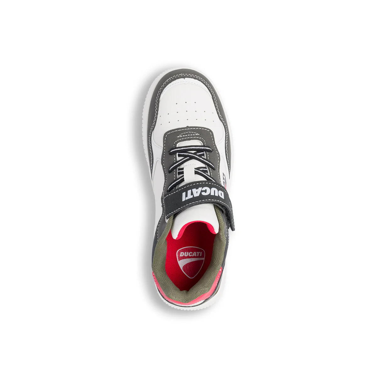Sneakers da ragazzo bianche e grigie  con logo Ducati - Image 9