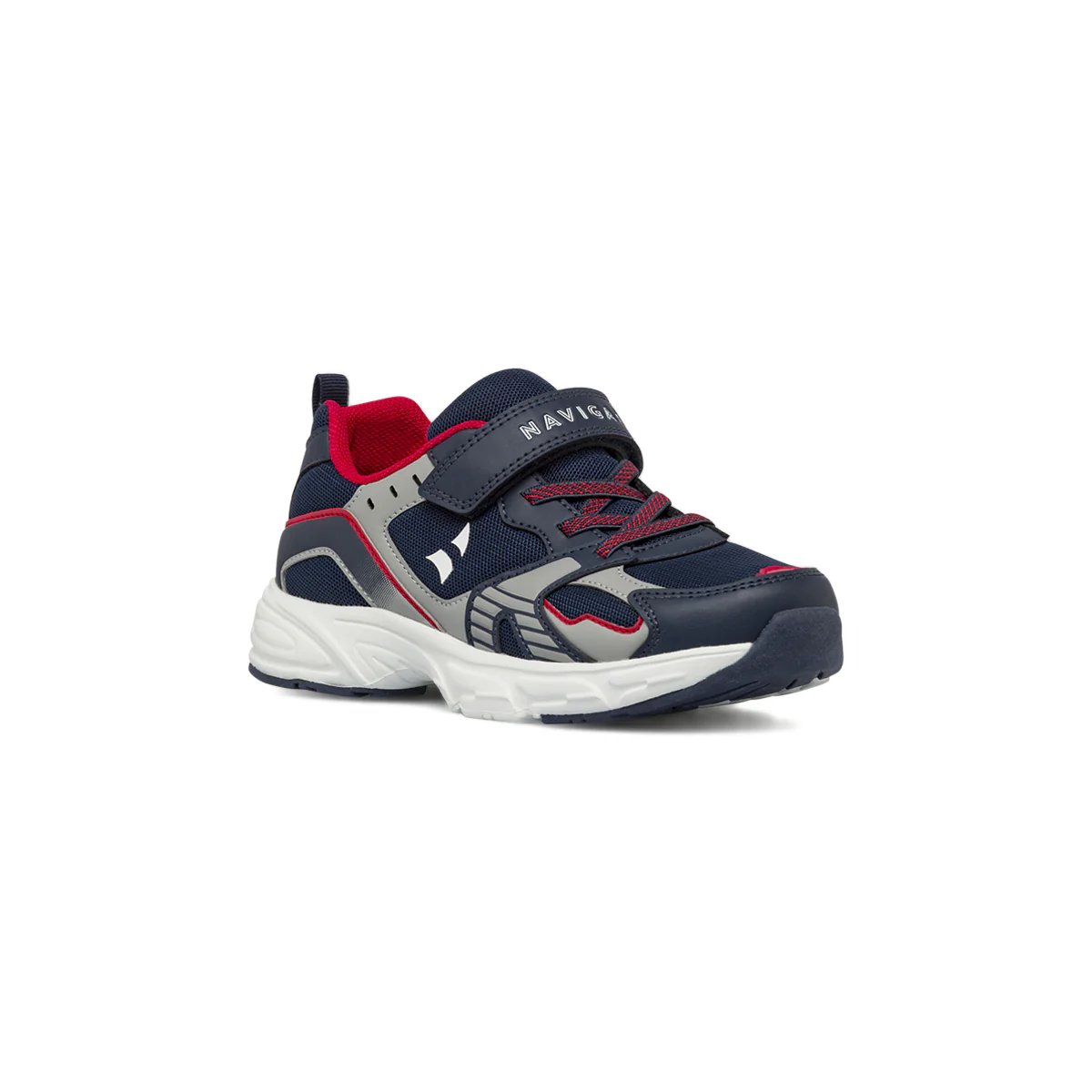 Sneakers da Ragazzo blu con inserti grigi e rossi e strappo Navigare - Image 2