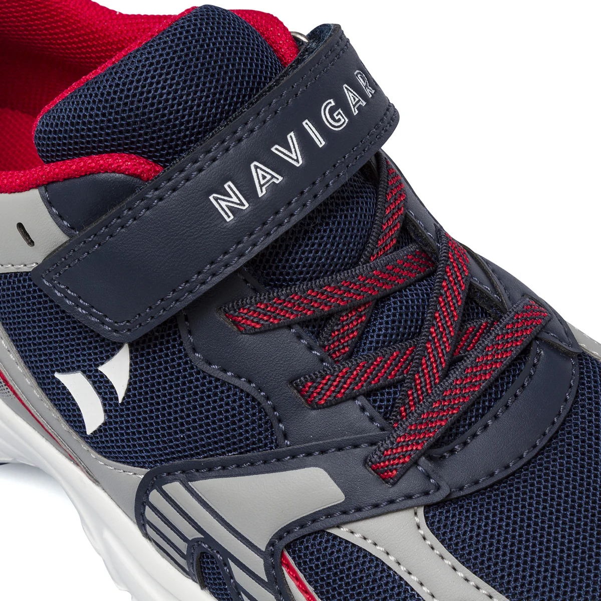 Sneakers da Ragazzo blu con inserti grigi e rossi e strappo Navigare - Image 4