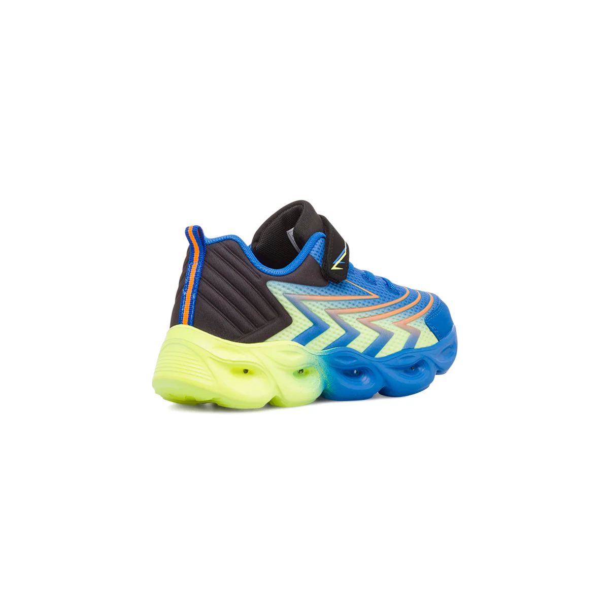 Sneakers da ragazzo blu giallo fluo e nere con luci nella suola Space Boy - Image 3