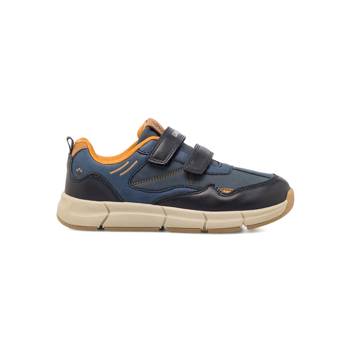 Sneakers da Ragazzo blu Lumberjack con strappi a velcro e inserti ocra