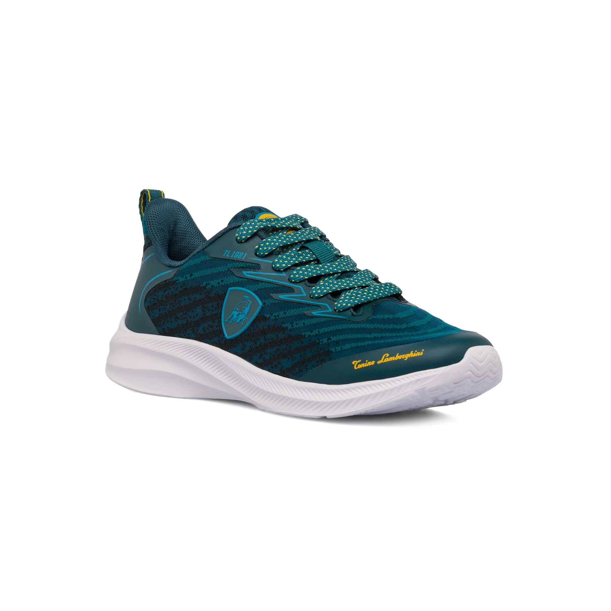 Sneakers da ragazzo blu ottanio e nere con dettagli gialli e logo Tonino Lamborghini - Image 2