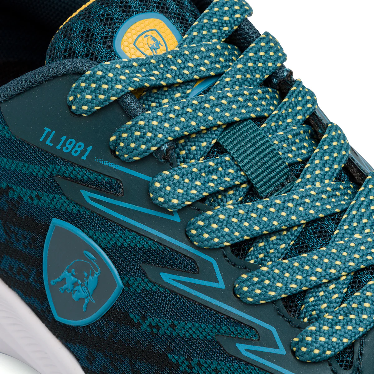 Sneakers da ragazzo blu ottanio e nere con dettagli gialli e logo Tonino Lamborghini - Image 4