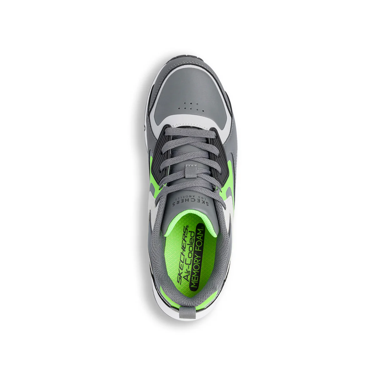 Sneakers da ragazzo grigie e verde fluo con suola ad aria Skechers Uno - Image 6