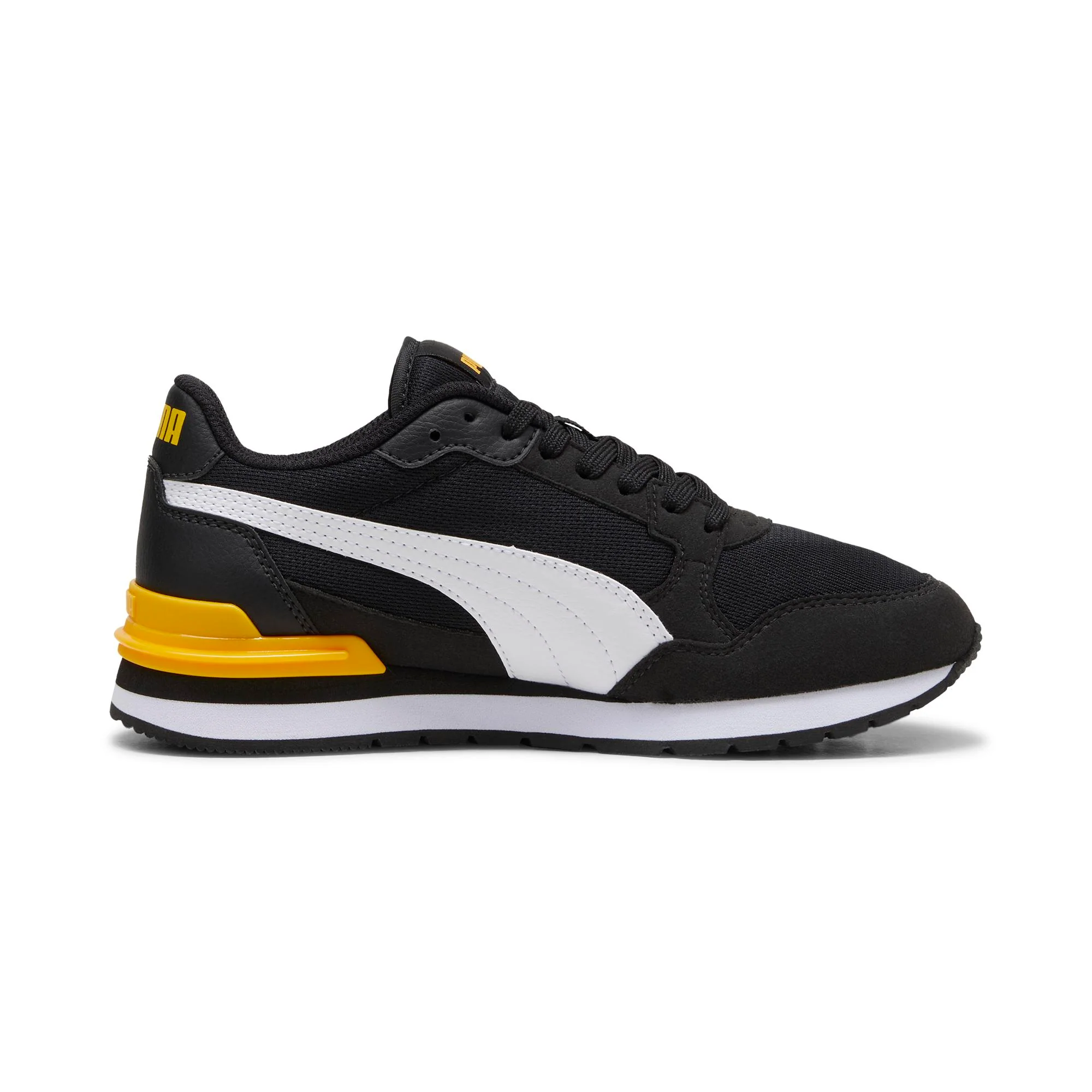 Sneakers da ragazzo nere con dettagli gialli Puma Runner V4 - Image 4