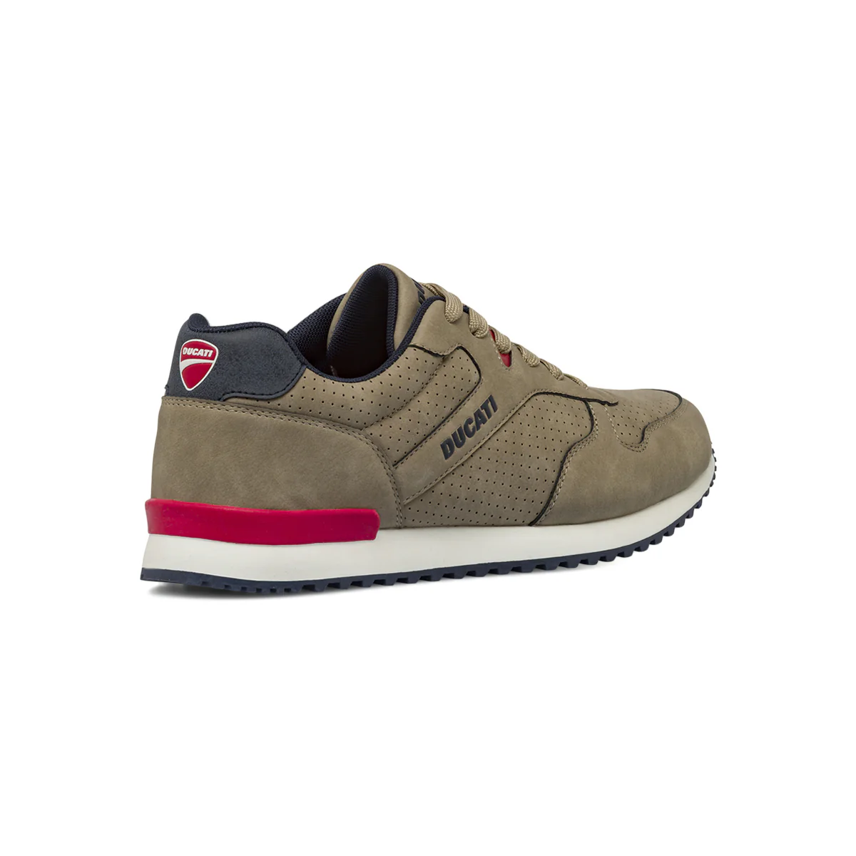 Sneakers da uomo beige Ducati con dettagli rossi e micro-perforazioni - Image 3