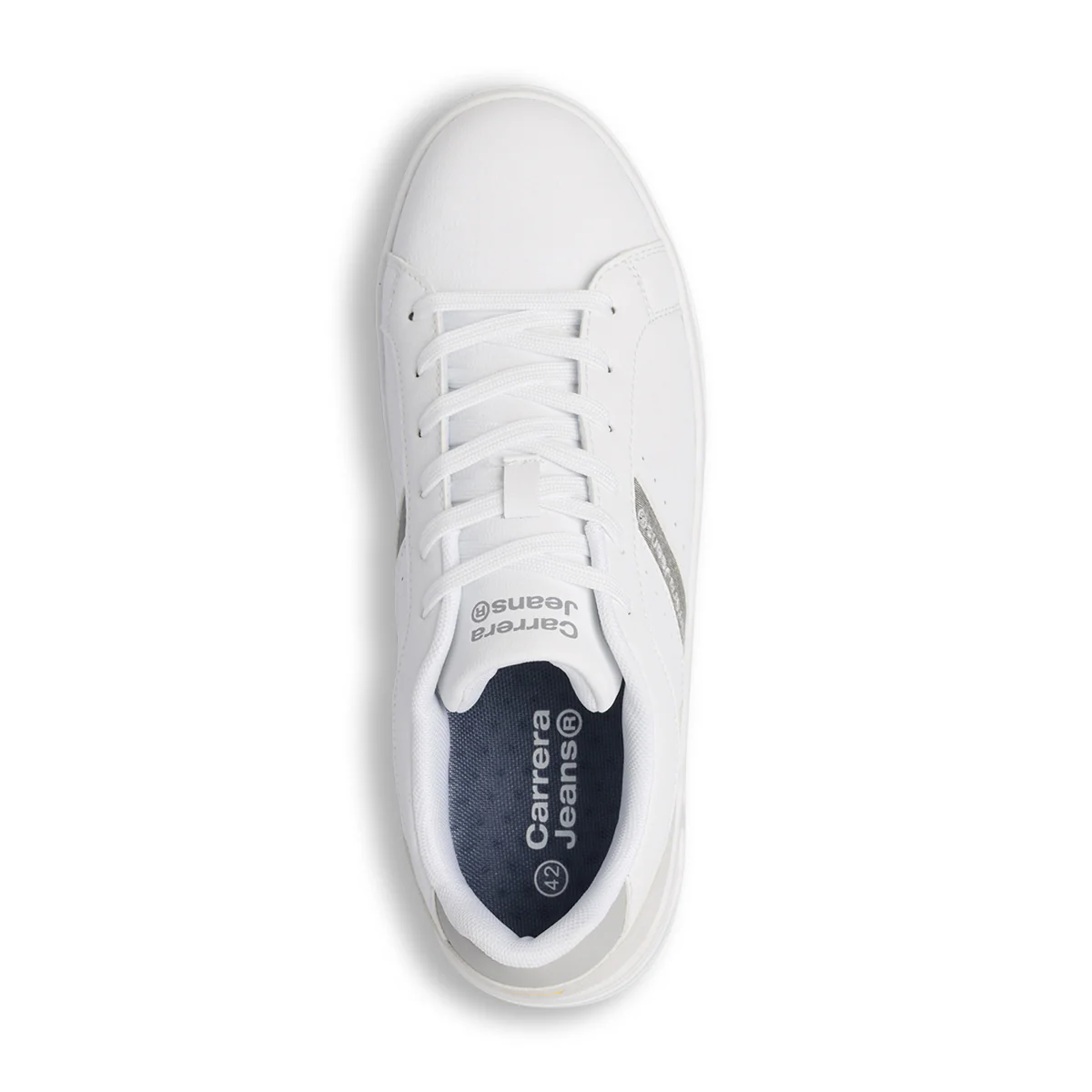 Sneakers da uomo bianche con banda laterale grigia Carrera - Image 5