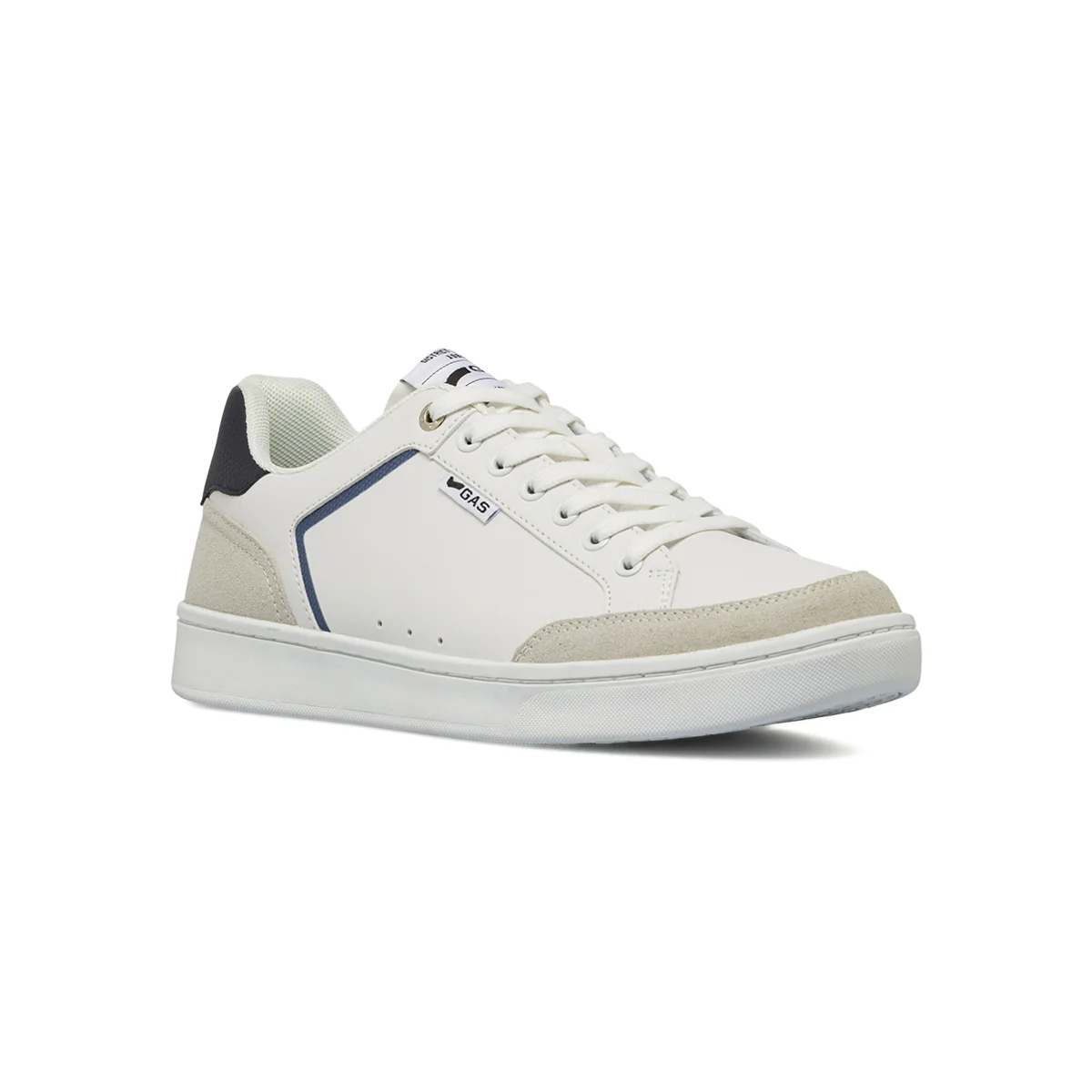 Sneakers da uomo bianche con dettagli blu e inserti grigi Gas - Image 2