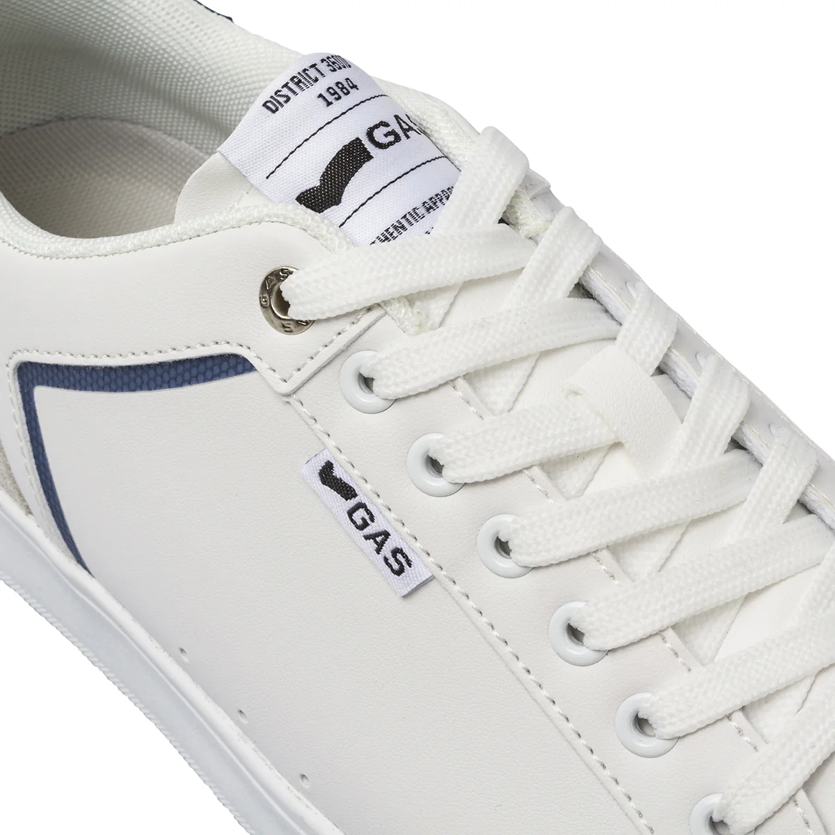 Sneakers da uomo bianche con dettagli blu e inserti grigi Gas - Image 4