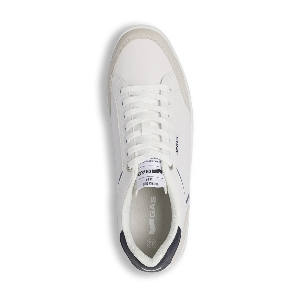 Sneakers da uomo bianche con dettagli blu e inserti grigi Gas - Image 5