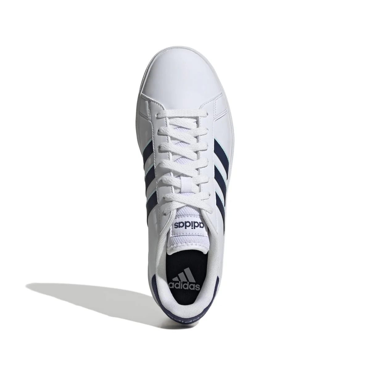 Sneakers da uomo bianche con dettagli blu e logo adidas Grand Court Base 2.0 - Image 3
