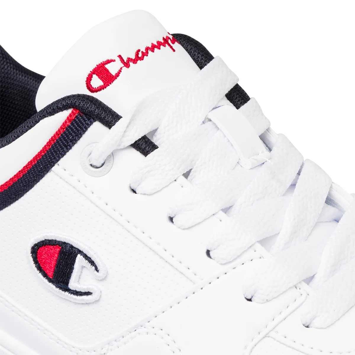 Sneakers da uomo bianche con dettagli rossi e neri e logo Champion RD18 - Image 5