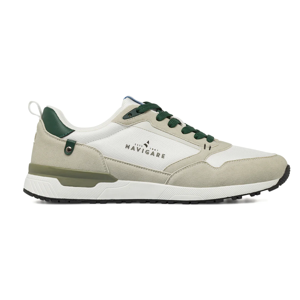 Sneakers da Uomo bianche con dettagli verdi e beige Navigare