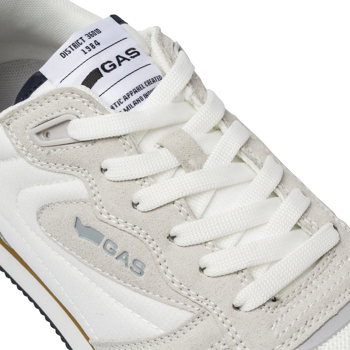 Sneakers da Uomo bianche con inserti grigi effetto scamosciato Gas - Image 4