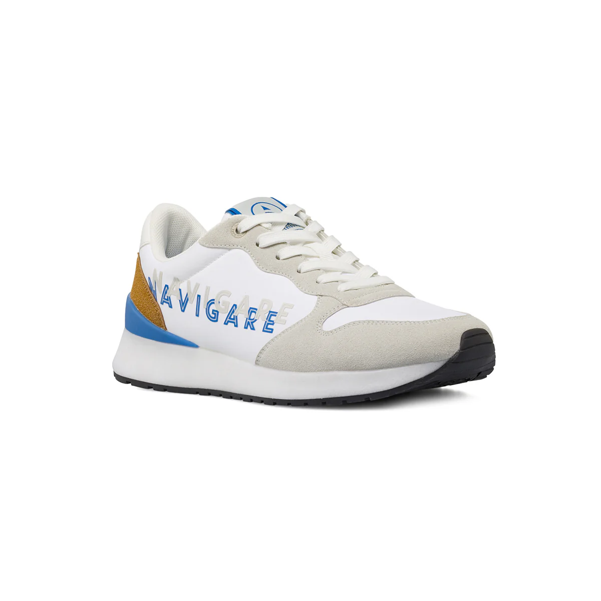 Sneakers da Uomo bianche con logo blu e inserti color ocra Navigare - Image 2