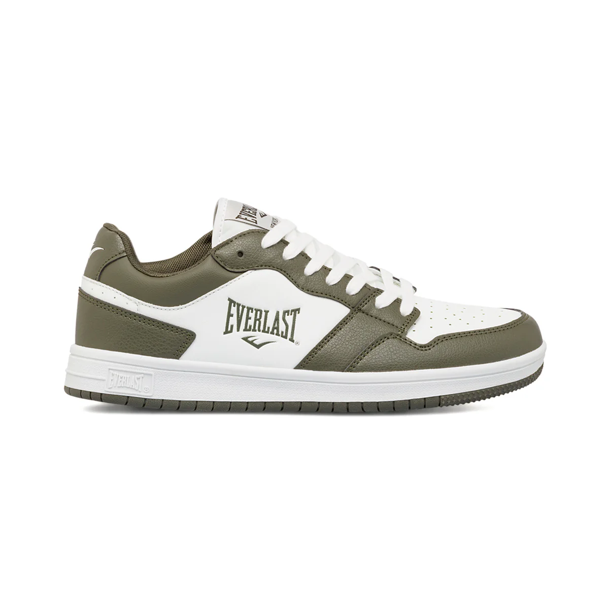 Sneakers da uomo bianche e verde militare con logo Everlast
