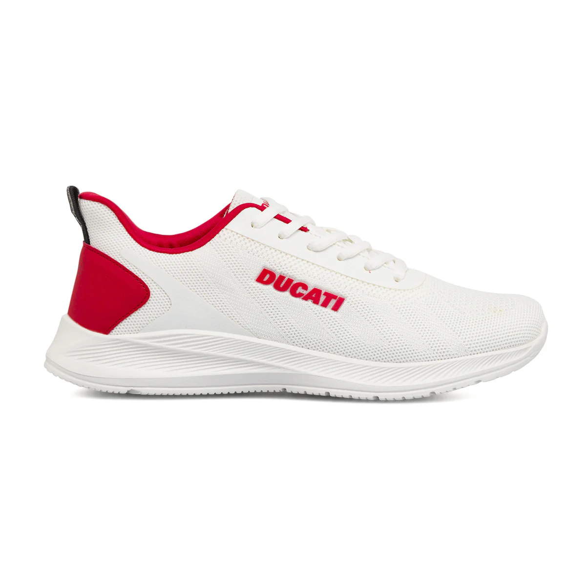 Sneakers da Uomo bianche in tessuto mesh con dettagli rossi Ducati