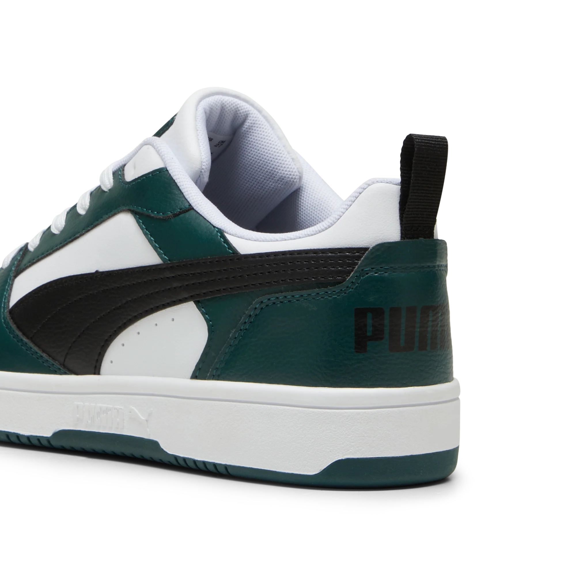 Sneakers da uomo bianche nere e verde scuro con logo Puma Rebound V6 - Image 2