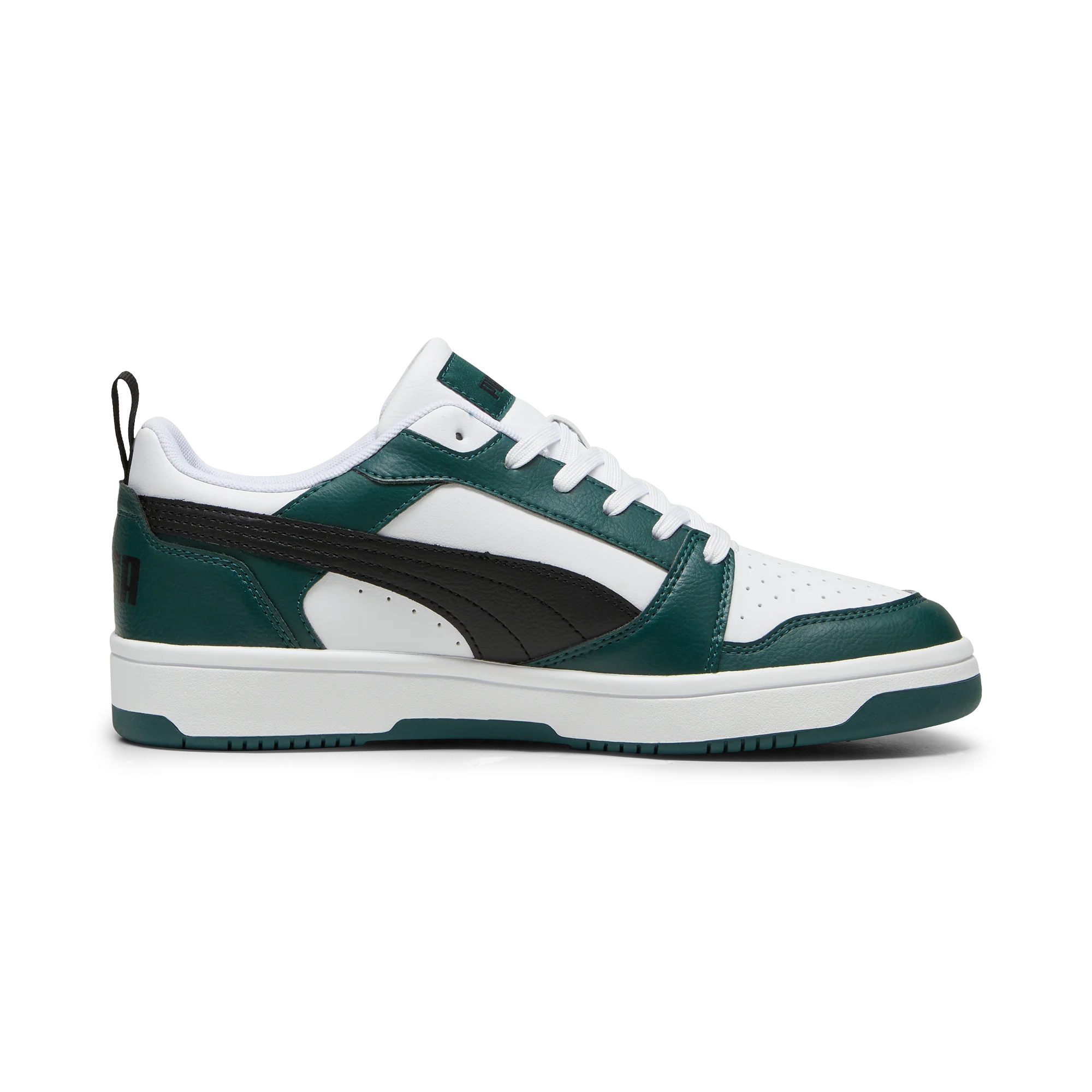 Sneakers da uomo bianche nere e verde scuro con logo Puma Rebound V6 - Image 7