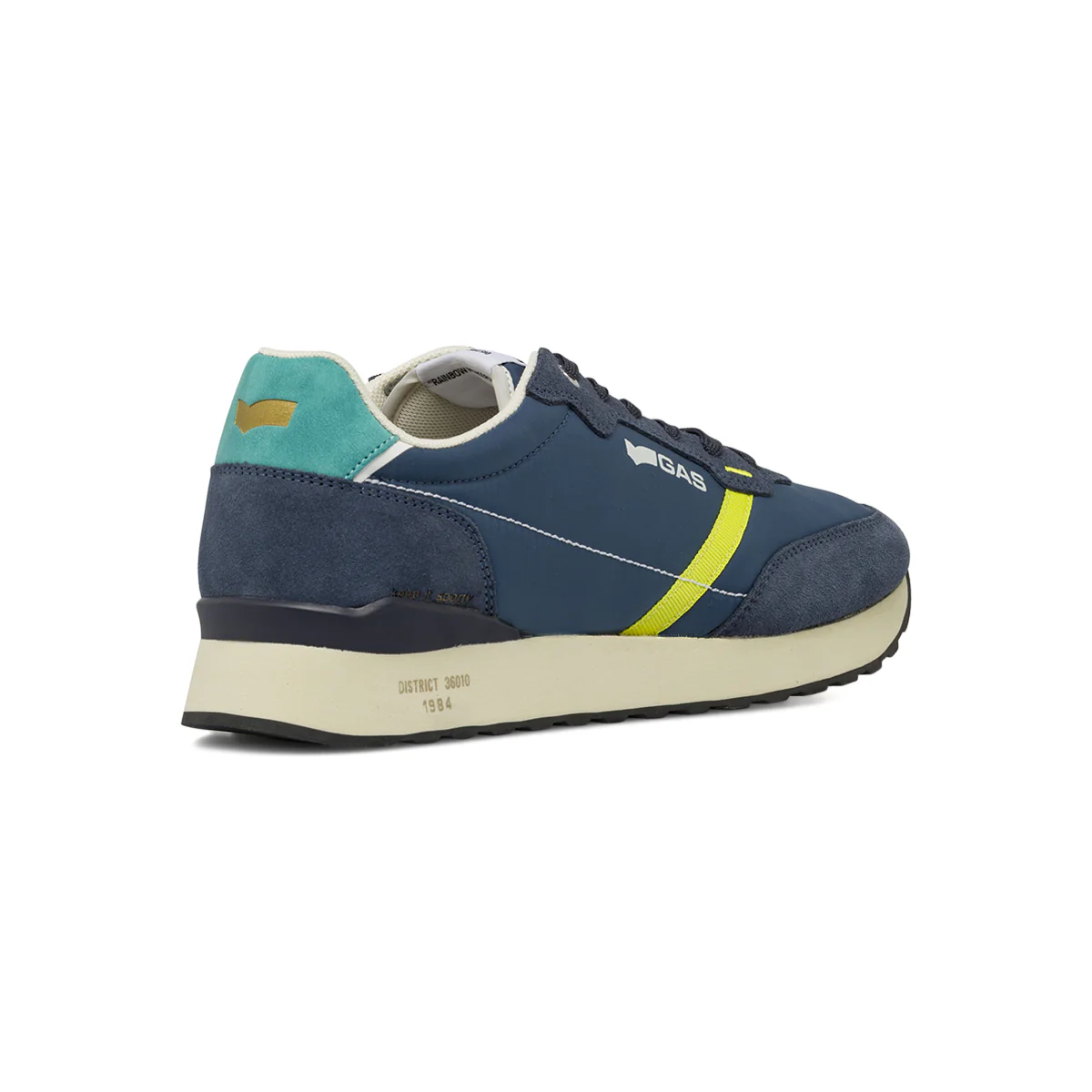 Sneakers da uomo blu con banda gialla Gas - Image 3