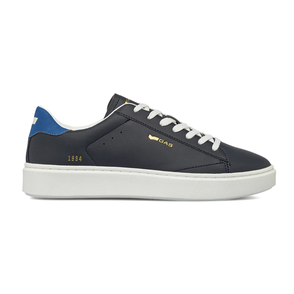 Sneakers da uomo blu con loghi oro Gas