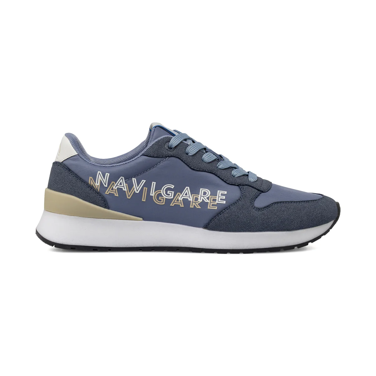 Sneakers da uomo blu e azzurre con maxi logo laterale Navigare