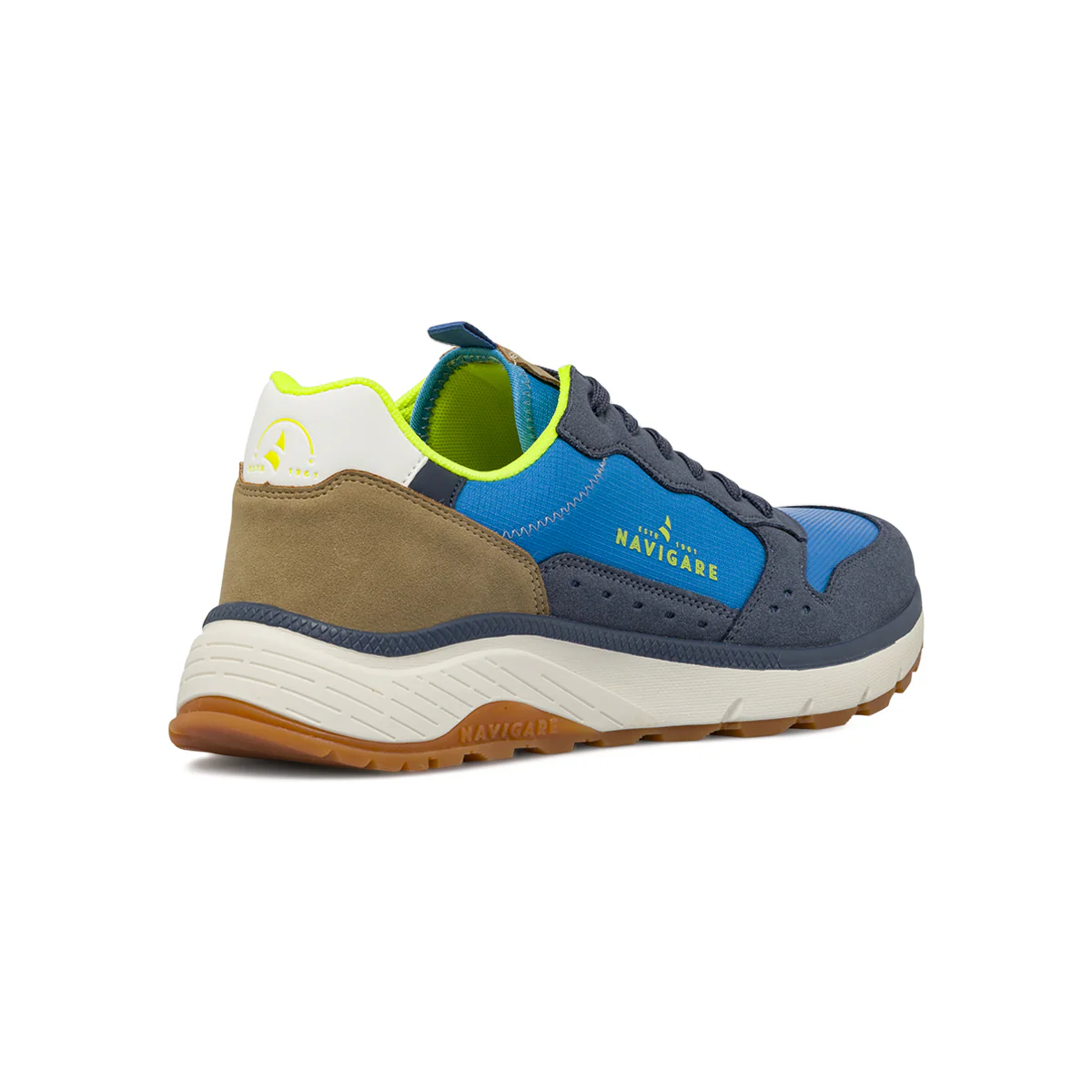 Sneakers da uomo blu in tessuto con dettagli giallo Navigare - Image 3