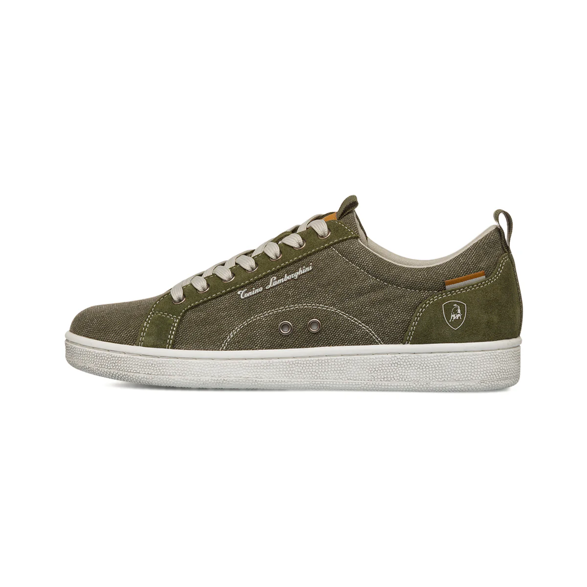 Sneakers da Uomo effetto Denim Verde Militare con logo Tonino Lamborghini