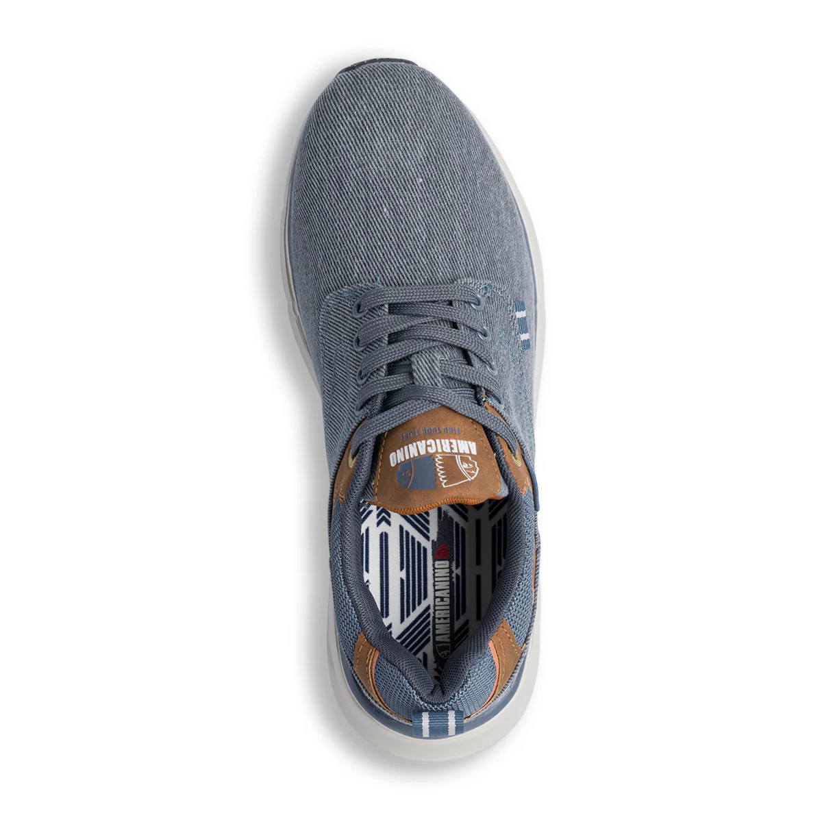 Sneakers da uomo effetto jeans con dettagli marroni e logo Americanino - Image 5