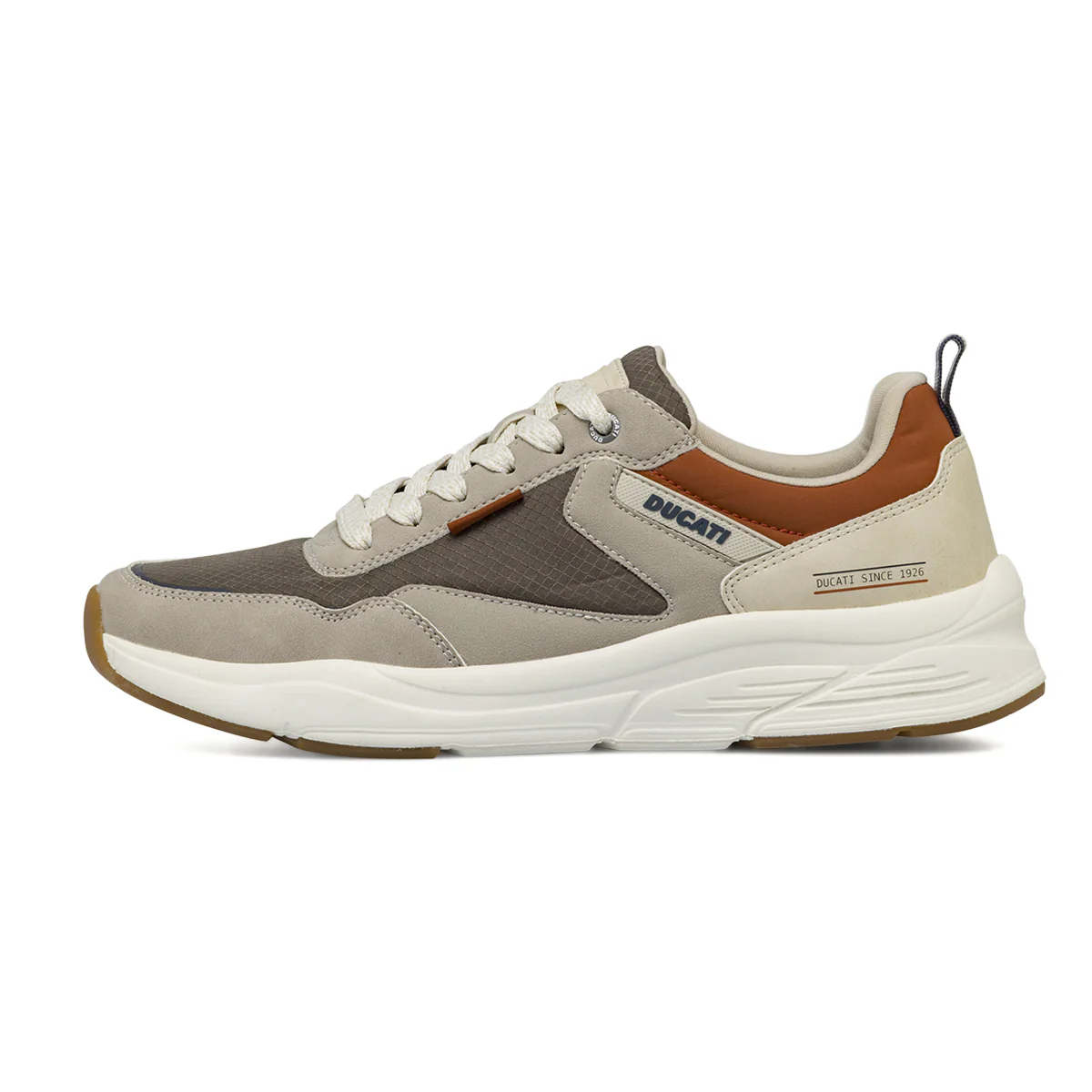 Sneakers da uomo grigie con inserti marroni stile retrò Ducati - Image 2
