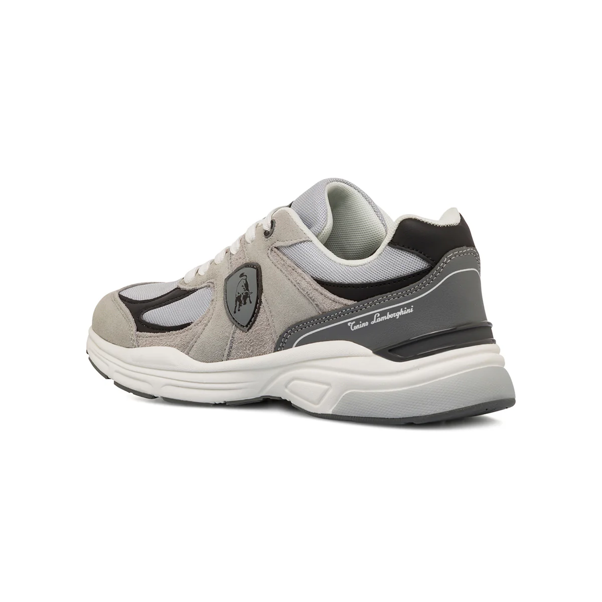 Sneakers Rétro da uomo grigie e nere con inserti effetto scamosicato Tonino Lamborghini - Image 6
