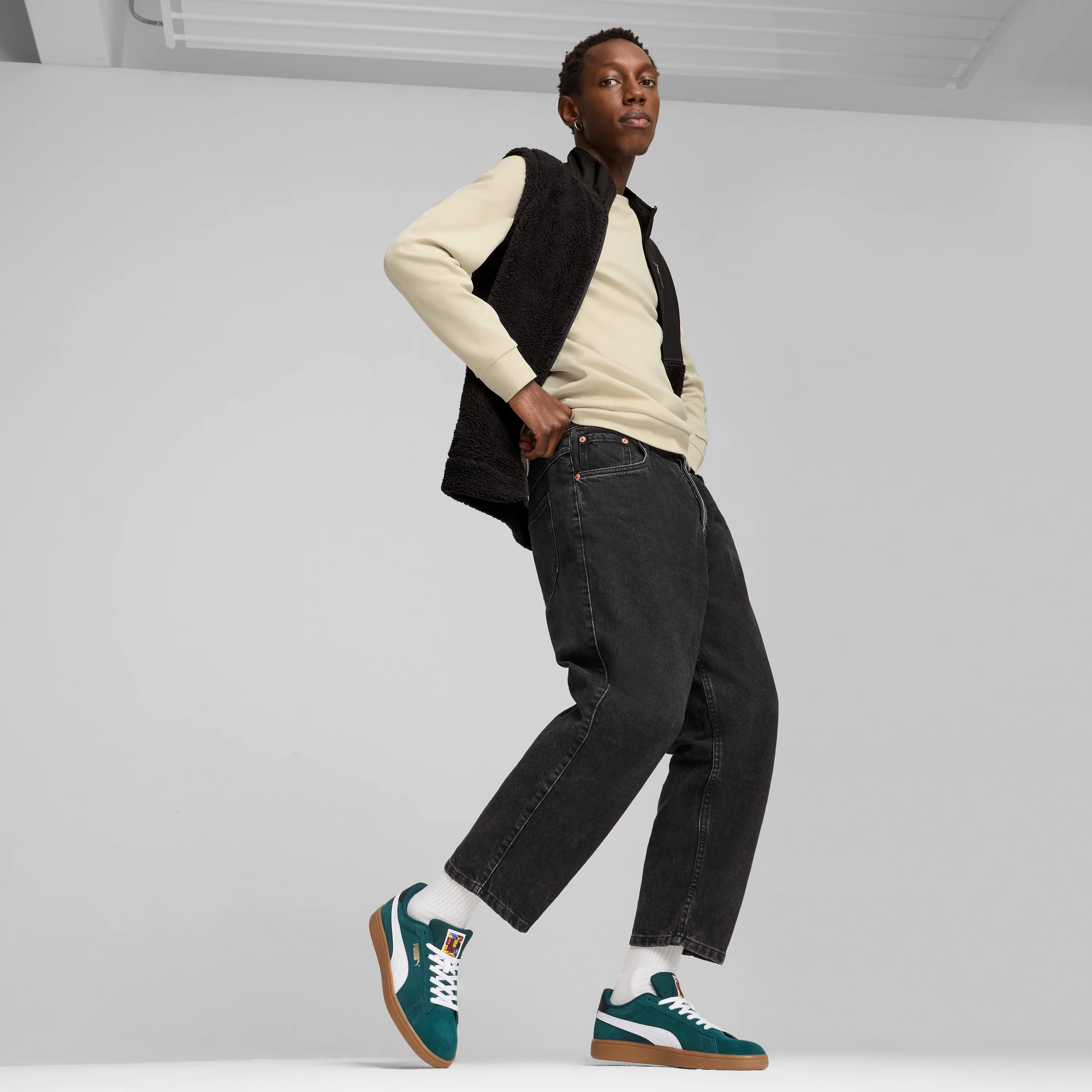 Sneakers da uomo in pelle verde scuro con logo Puma Smash 3.0 - Image 2