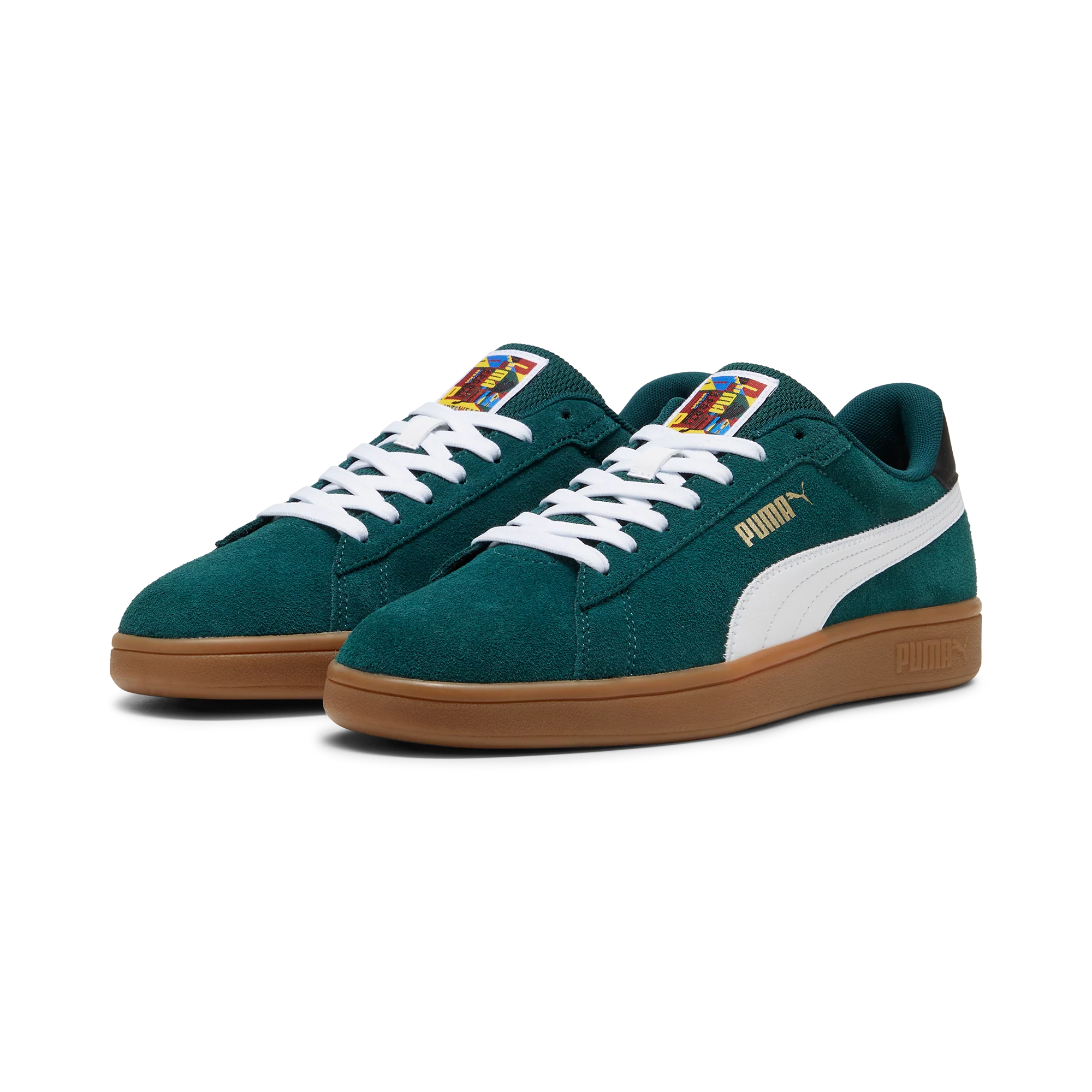 Sneakers da uomo in pelle verde scuro con logo Puma Smash 3.0 - Image 3