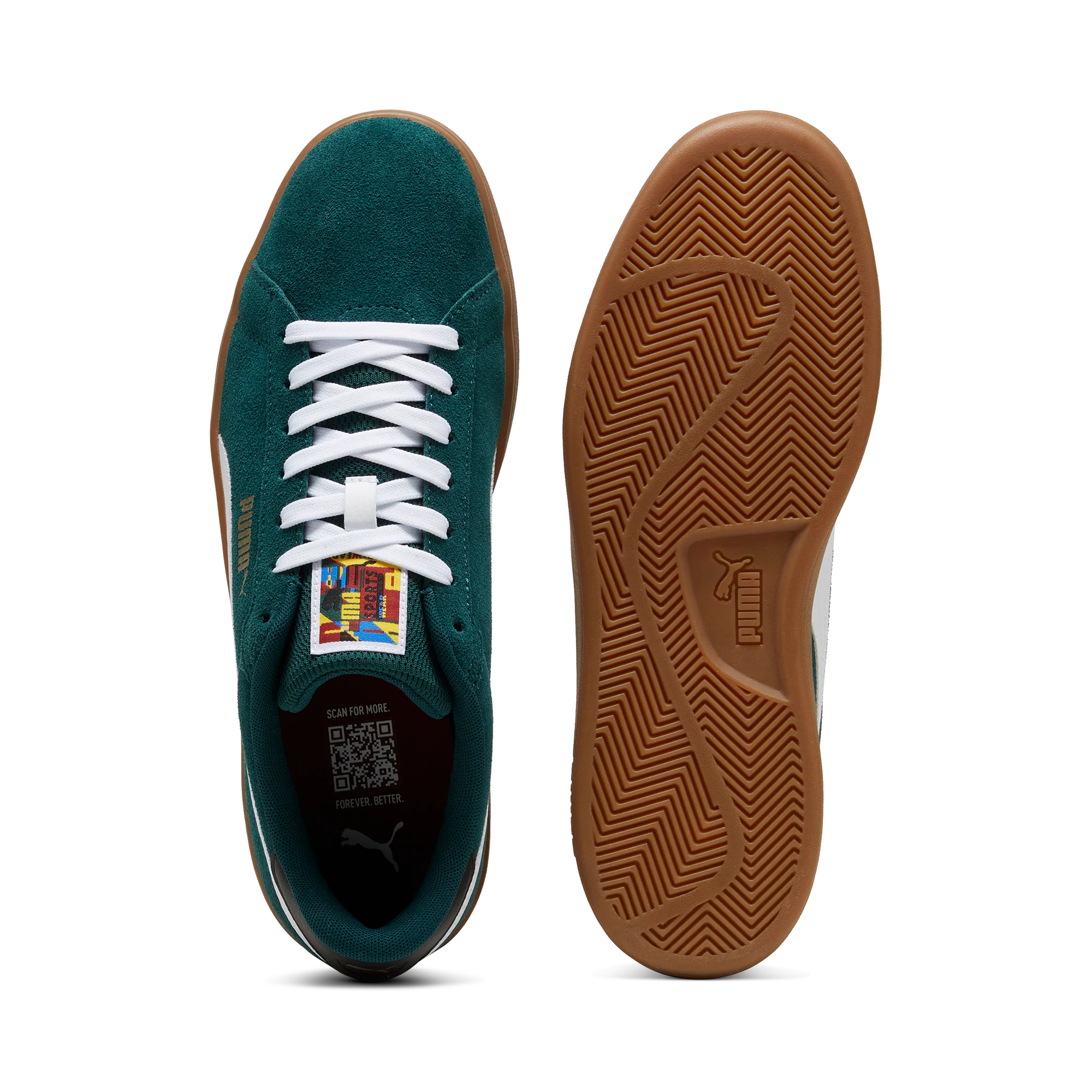 Sneakers da uomo in pelle verde scuro con logo Puma Smash 3.0 - Image 4