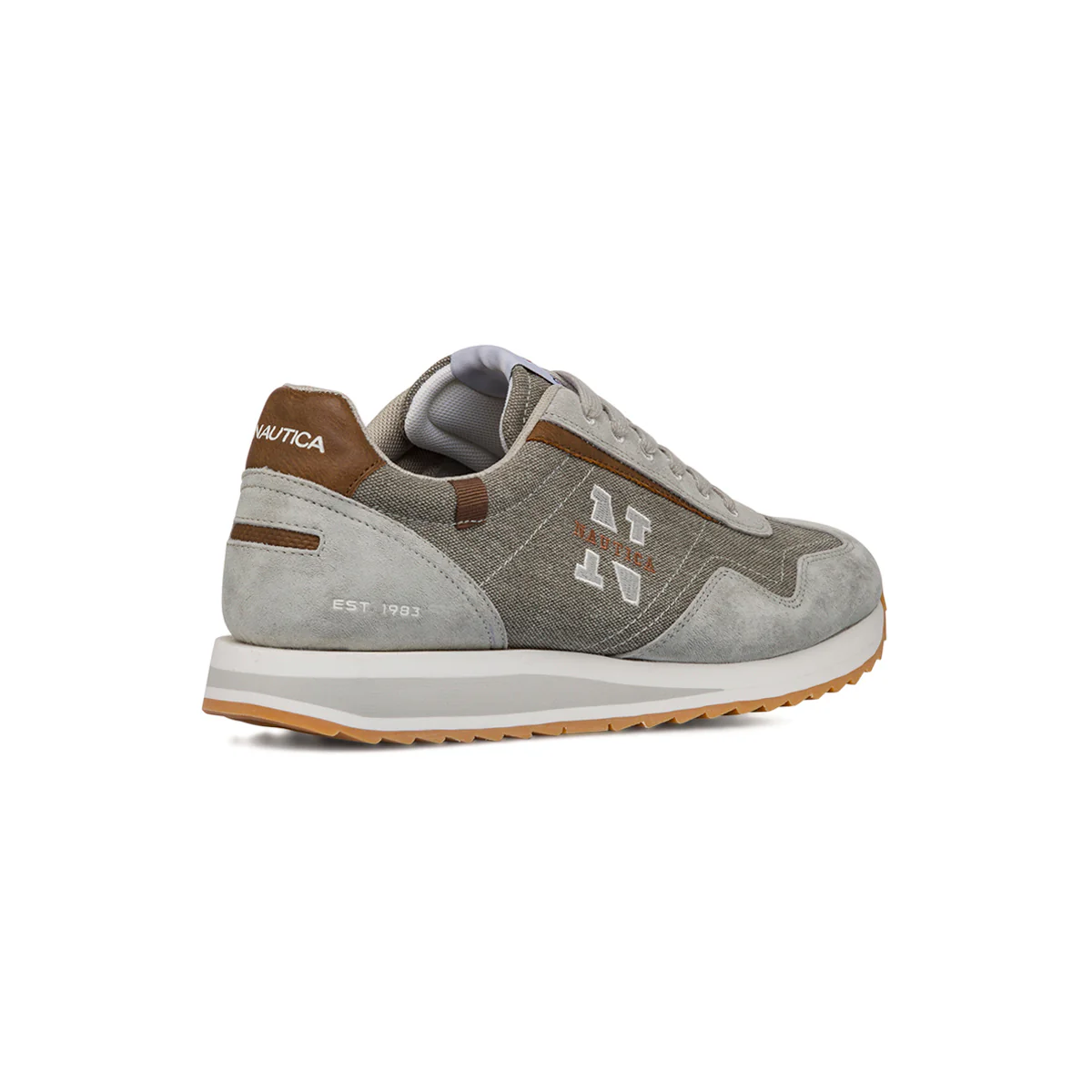 Sneakers da uomo in suede e canvas grigie con dettaglio logo Nautica - Image 3