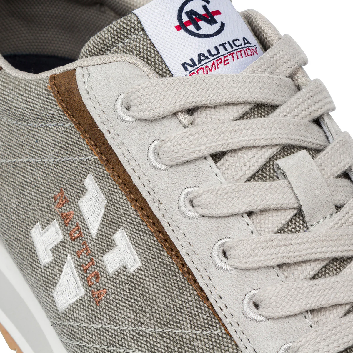 Sneakers da uomo in suede e canvas grigie con dettaglio logo Nautica - Image 4