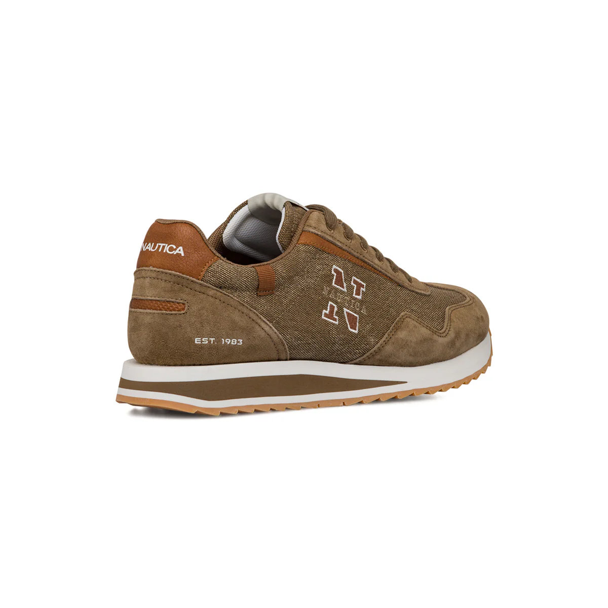 Sneakers da uomo in suede e canvas marroni con dettaglio logo Nautica - Image 3