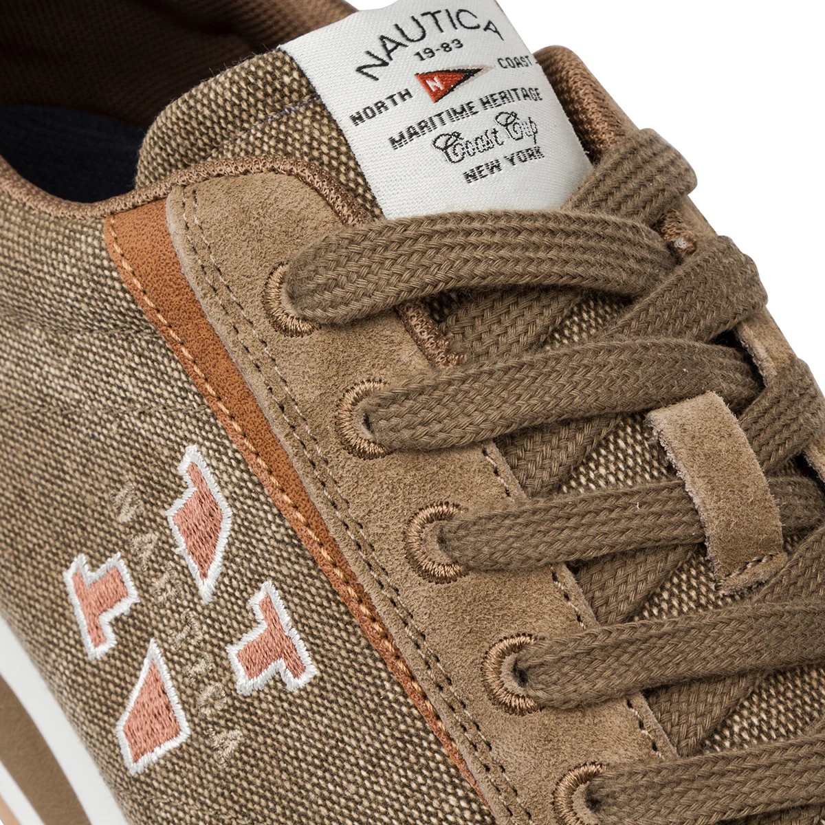Sneakers da uomo in suede e canvas marroni con dettaglio logo Nautica - Image 4
