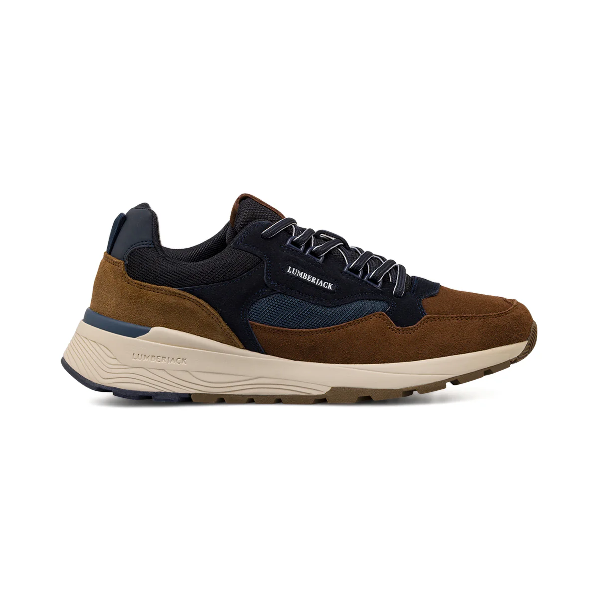 Sneakers da uomo marroni e blu con suola chiara Lumberjack