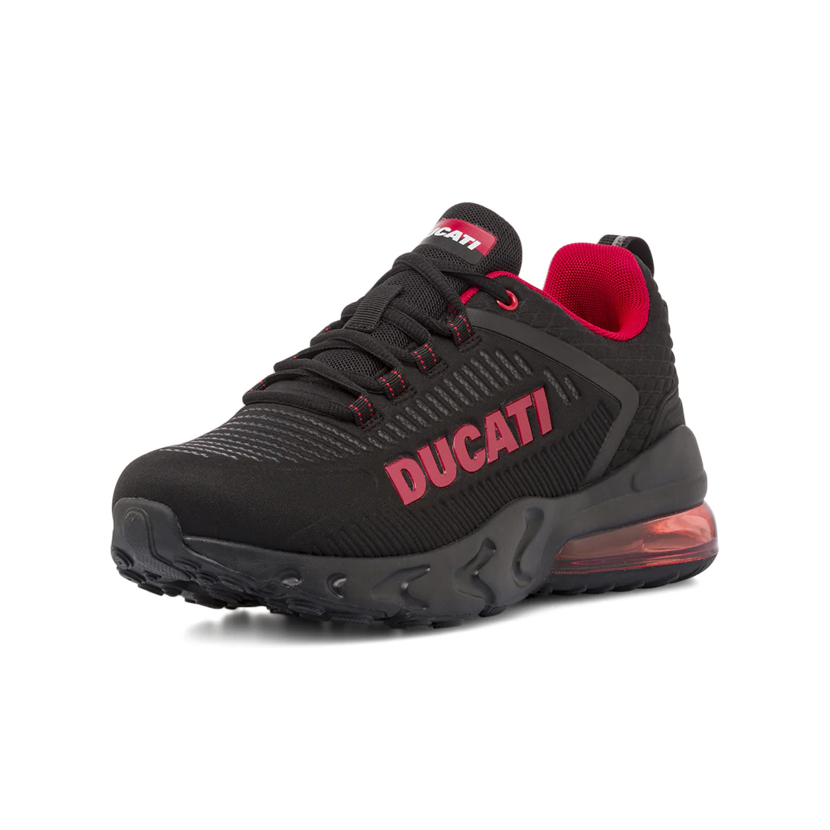 Sneakers da Uomo Nere con Maxi Logo Rosso e Suola Ammortizzata Ducati - Image 2