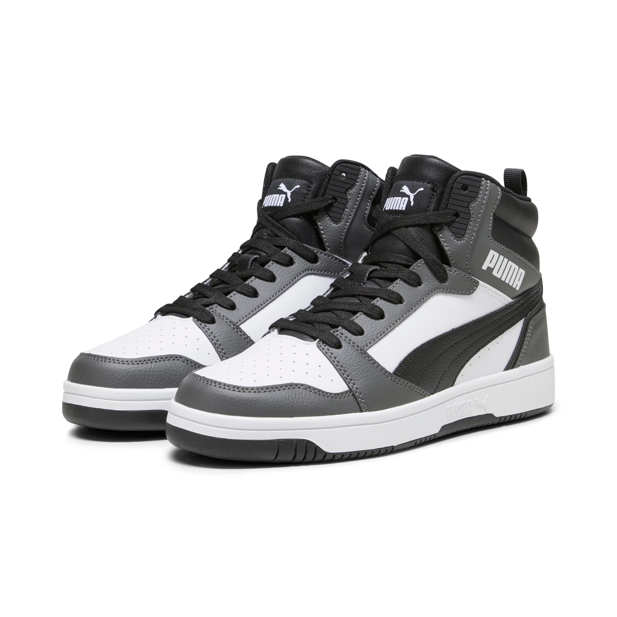 Sneakers da uomo Puma Rebound V6 grigie e nere con logo - Image 4