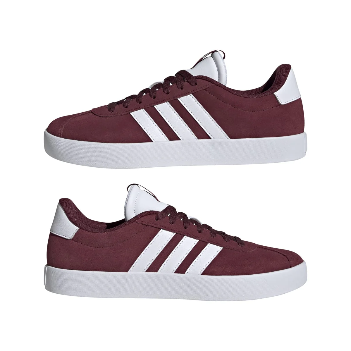 Sneakers da uomo rosso bordeaux in pelle con logo adidas VL Court 3.0 - Image 2