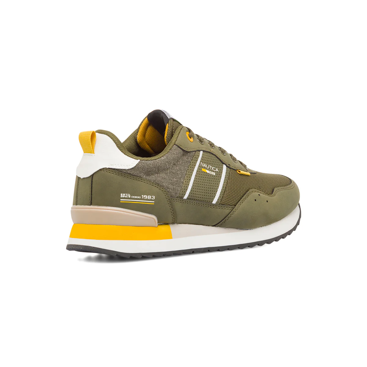 Sneakers da uomo verde oliva con dettagli gialli Nautica - Image 3